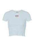 Ribbed crop T-shirt with logo label