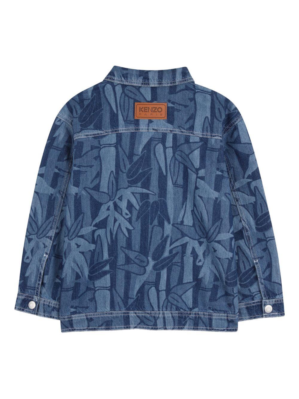Giacca in denim con stampa foglie K61688 Z47 KENZO KIDS 