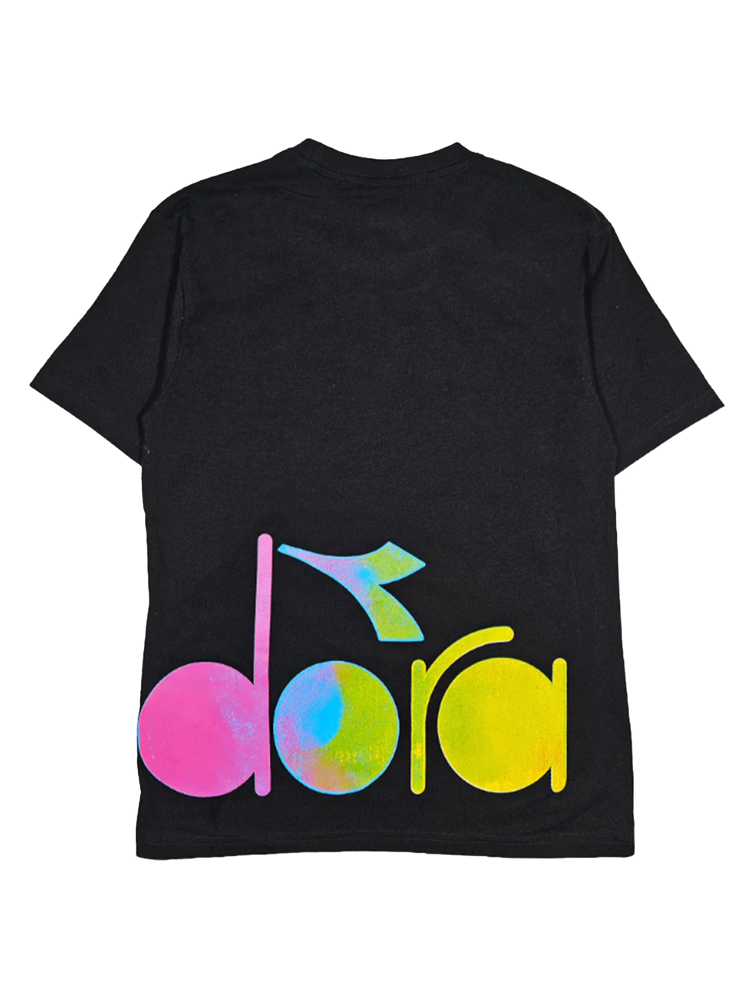 T-shirt nera logo multicolor