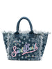 Borsa vanity blu fantasia bandana e logo multicolor