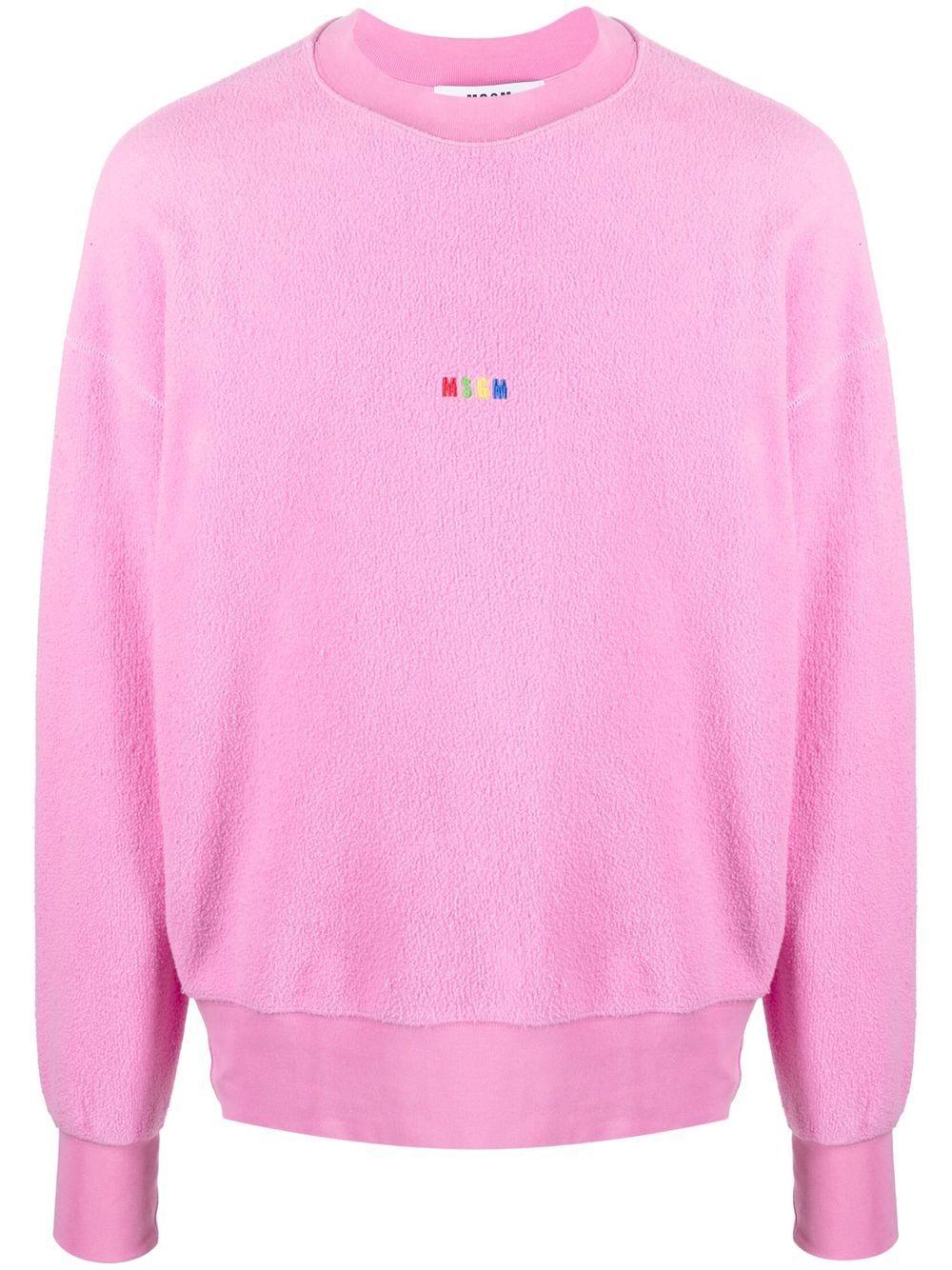 Felpa rosa effetto pettinato mini logo