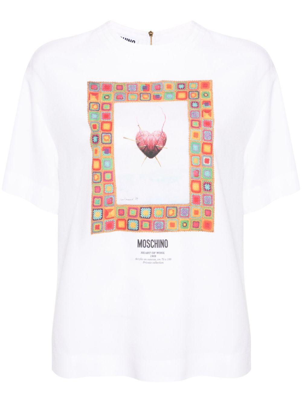 T-shirt bianca con stampa A02170433 1001 MOSCHINO 