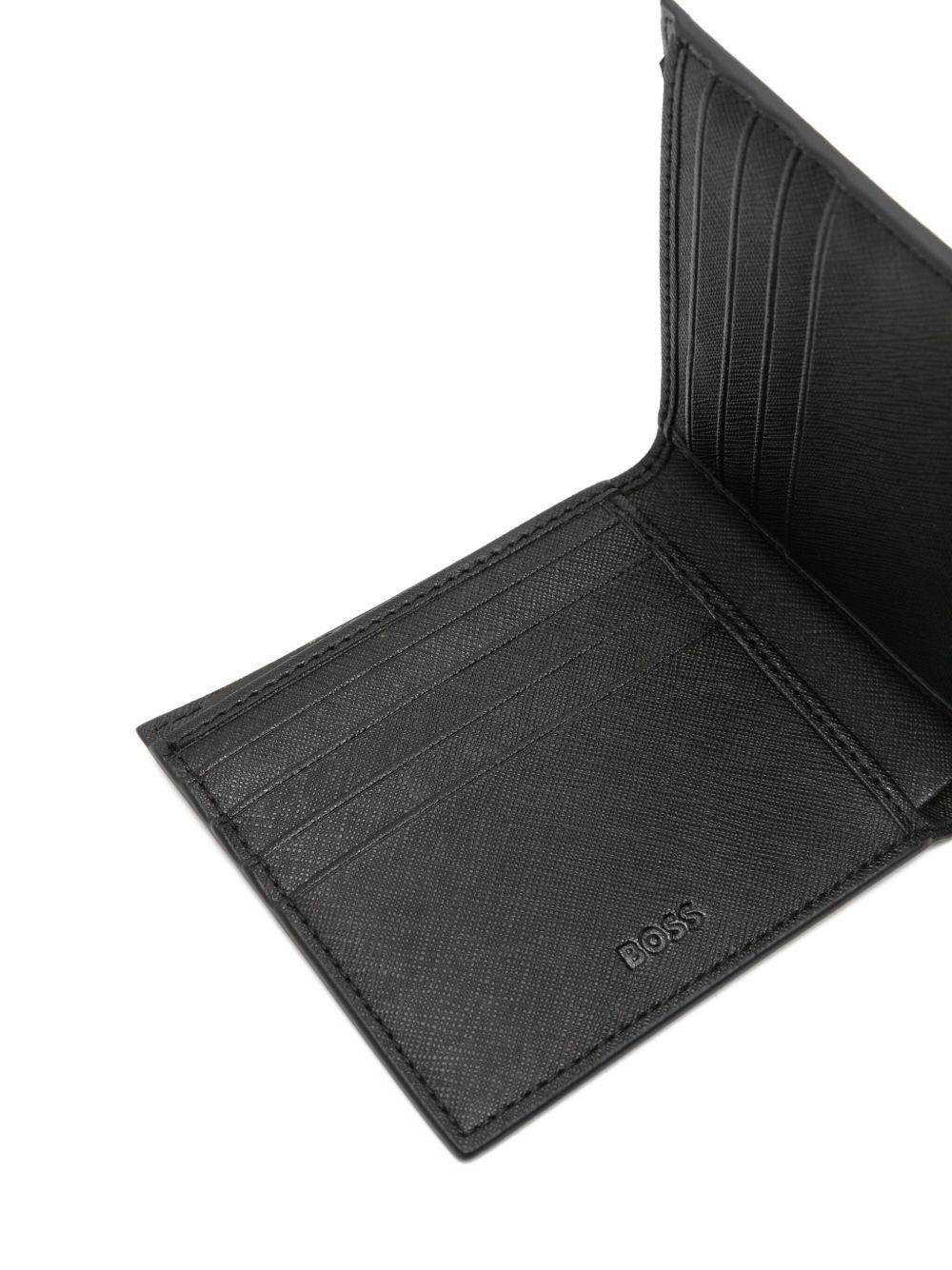 Portafoglio Nero in Pelle con Stampa e Scomparti Interni 50552844 003 BOSS 
