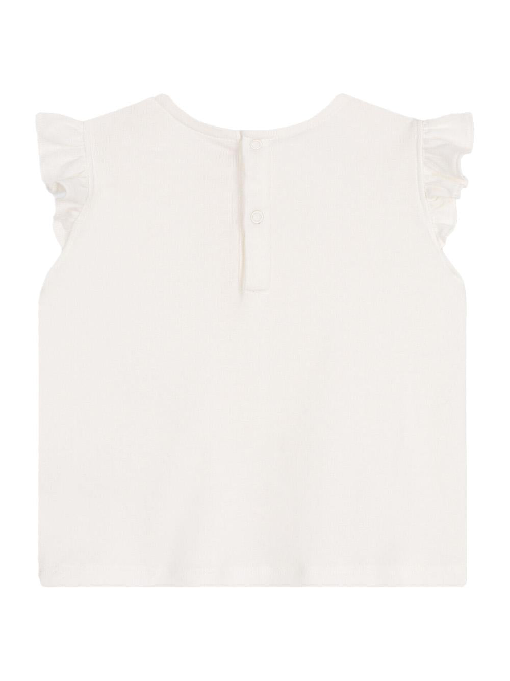 T-shirt bianca con maniche volant A0CP1 01 PETIT BATEAU KIDS 