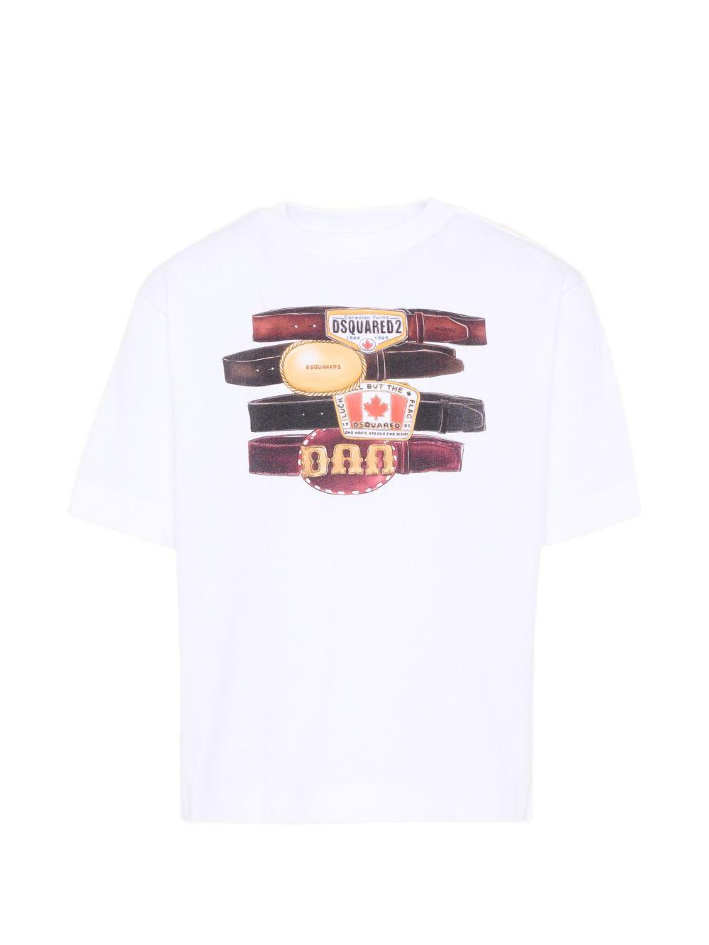 T-shirt in cotone con patch multicolor DQ3387D0AG7 DQ100 DSQUARED KIDS 
