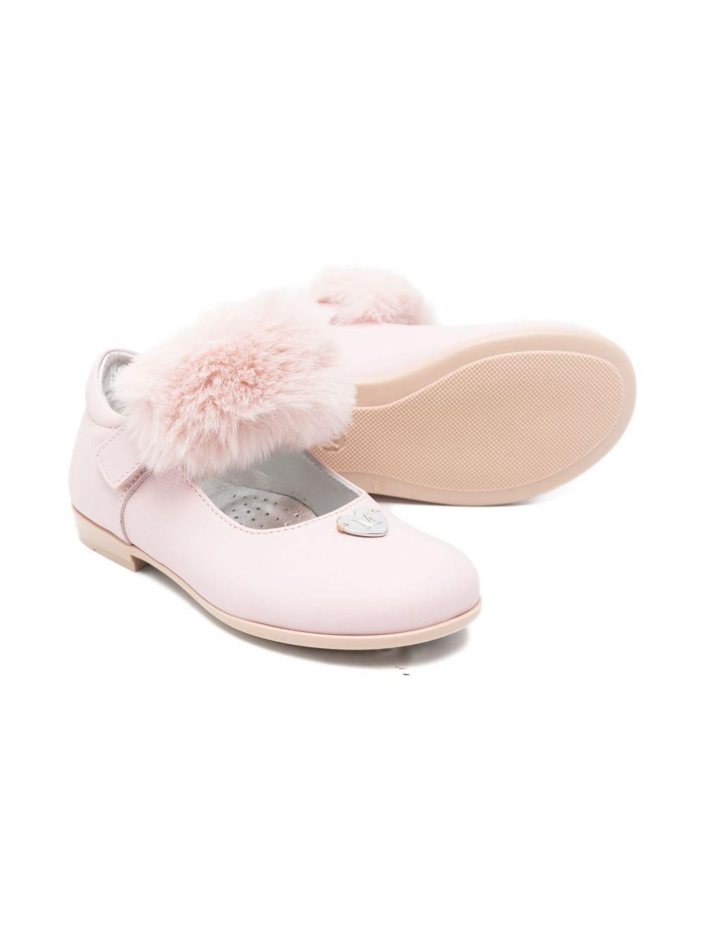 Ballerine rosa chiaro con dettaglio cuore e rifiniture in pelliccia 83F0056713 0090 MONNALISA KIDS 