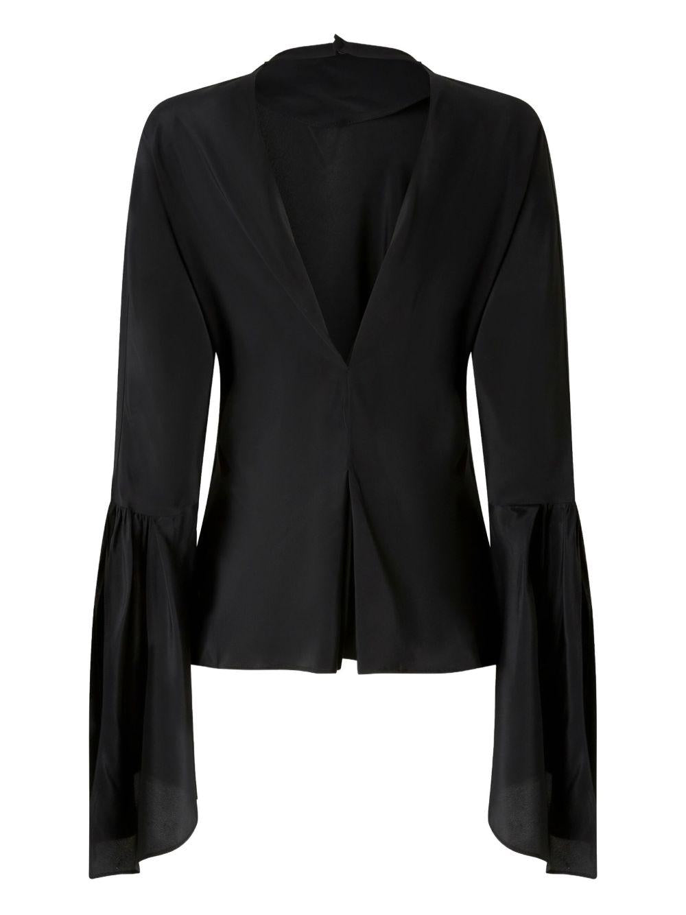 Blusa con scollo a V e maniche plissettate 105625A2S9 Z99 PINKO 
