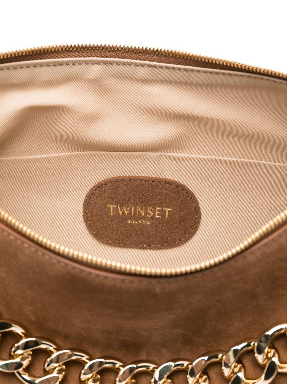 Borsa a Spalla Marrone con Catena 252TB7162 00057 TWINSET 
