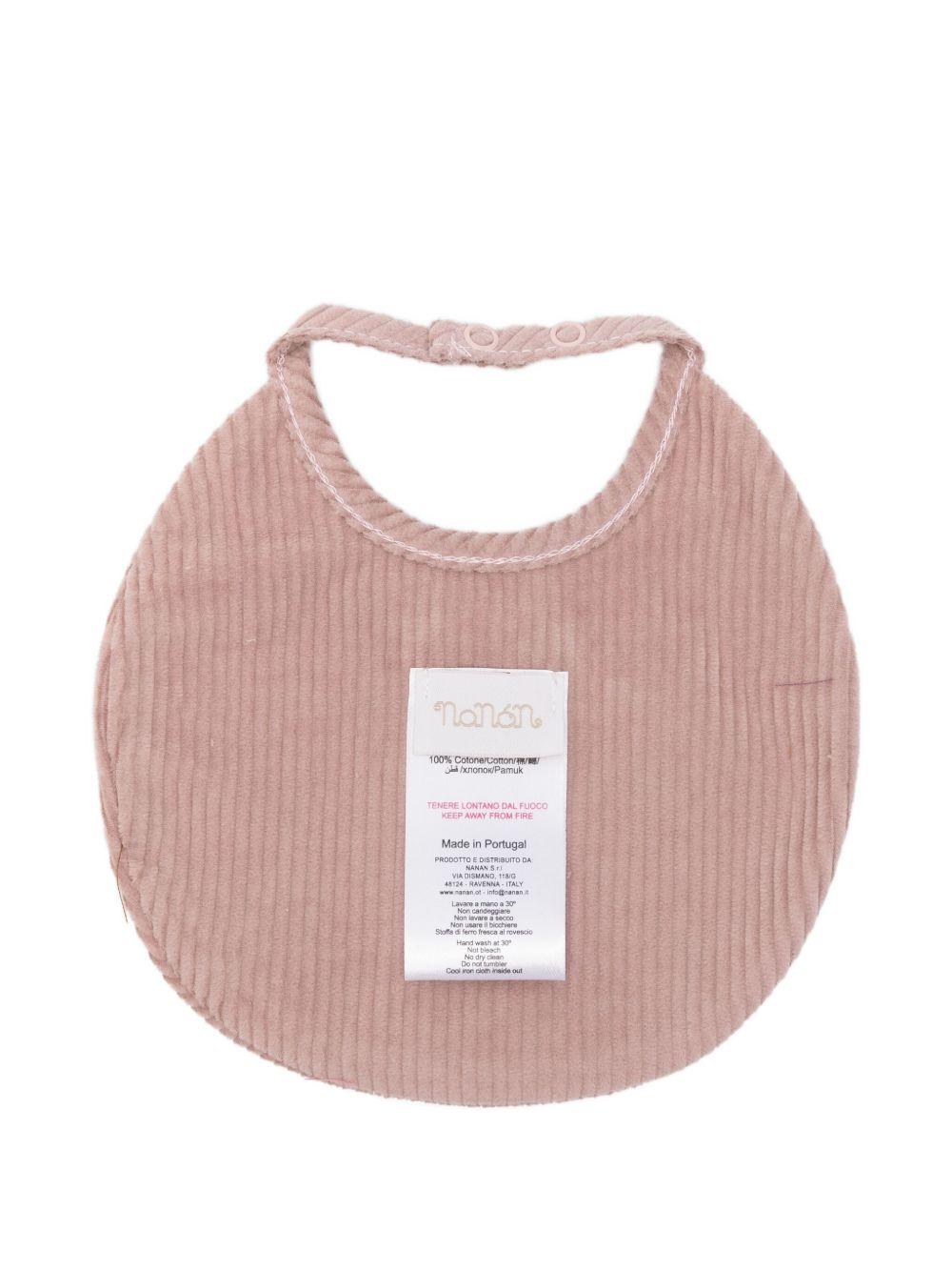 Bavaglino rosa a coste con ricamo I25428 ROSA NANAN KIDS 