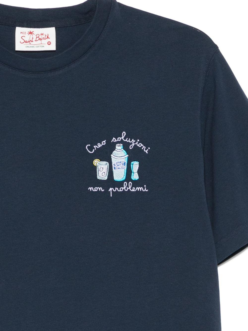 T-shirt in cotone organico con ricamo POT0001 04333L MC2 SAINT BARTH 