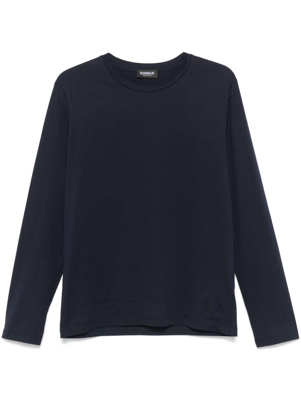 Maglia blu mini logo ricamo sull'orlo
