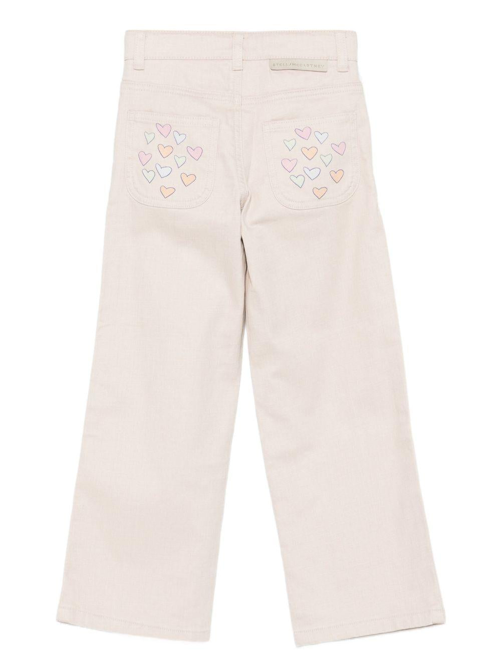 Pantaloni Beige con Stampa Cuori TX6A90Z0156 50I STELLA MCCARTNEY KIDS 