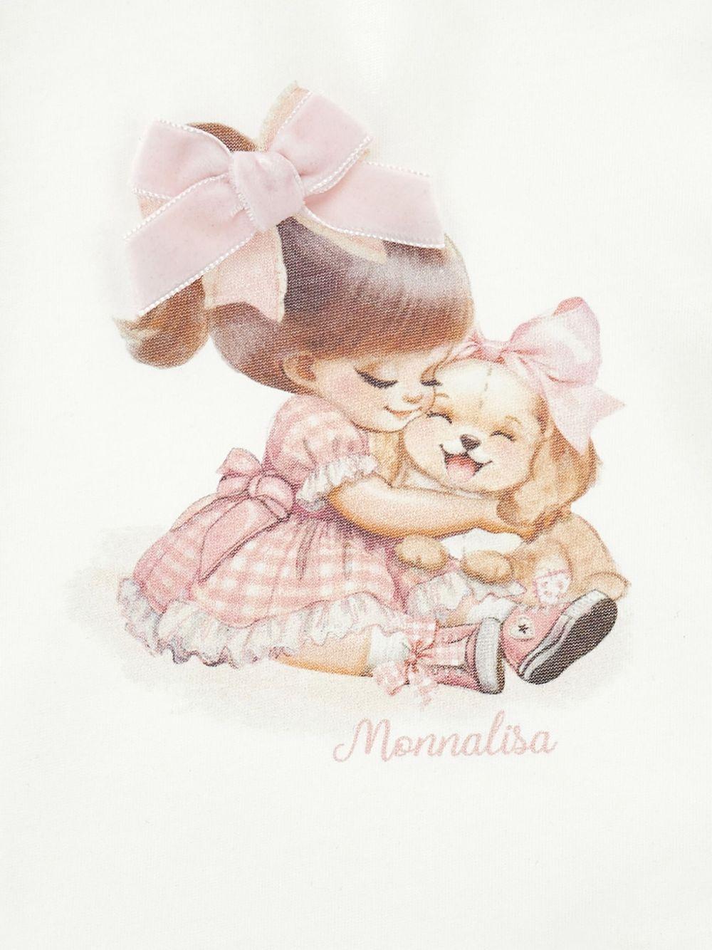 T-shirt Bianca Maniche Lunghe con Stampa Frontale 39F6026005 0001 MONNALISA KIDS 