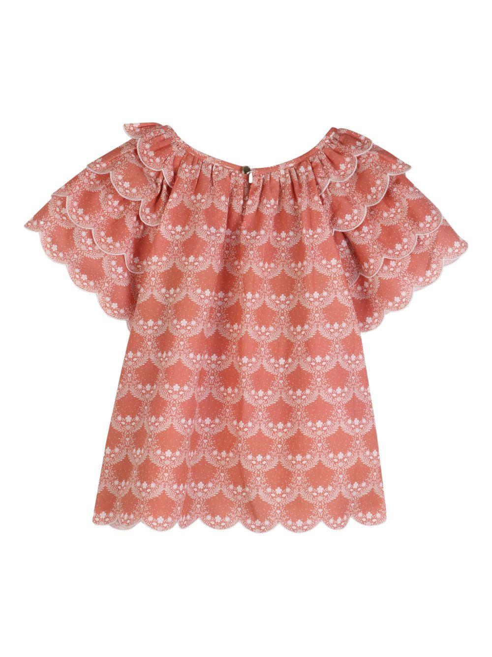 Blusa in cotone con maniche a ballon C20822 45U CHLOE KIDS 