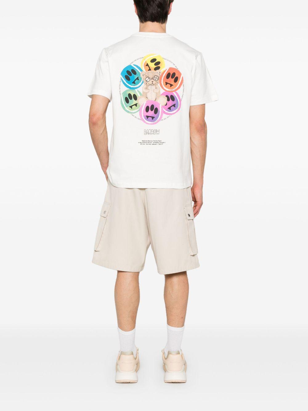 T-shirt bianca stampa multicolor retro