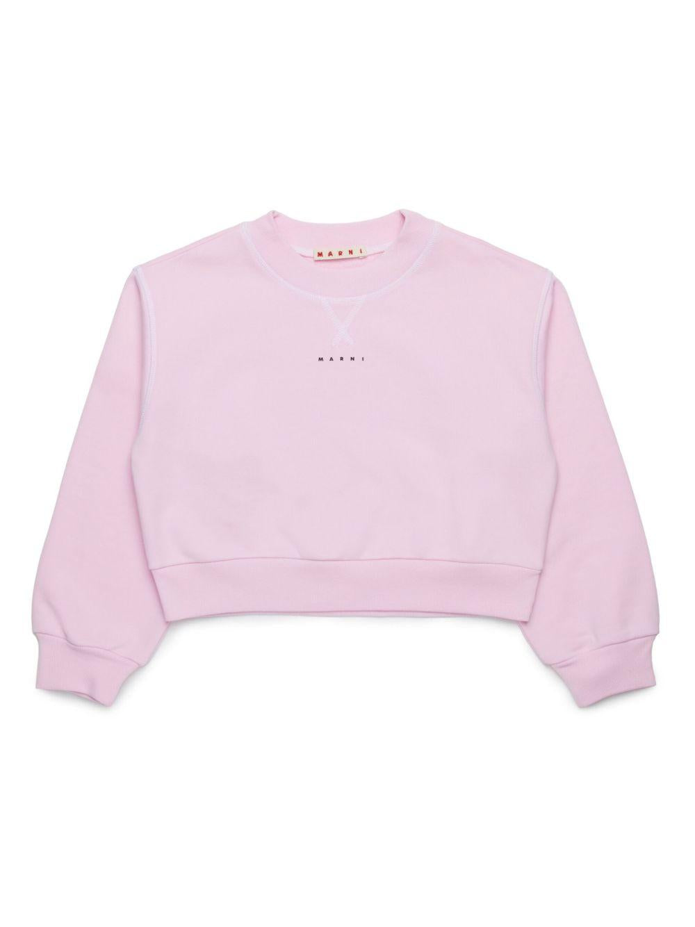 Felpa rosa crop mini logo petto