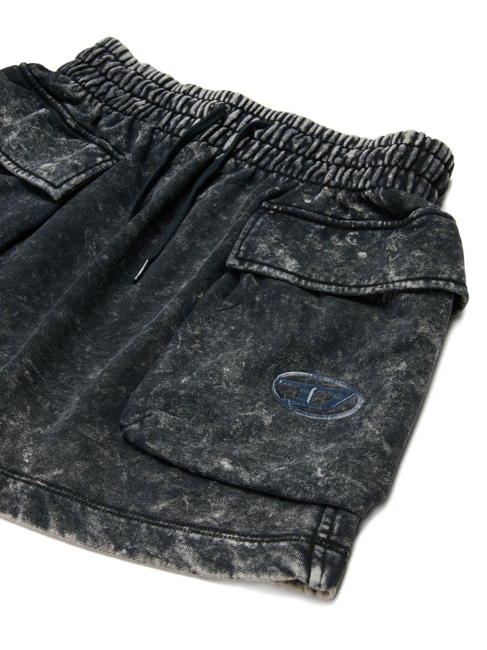Gonna in Denim Nera con Tasche Cargo e Logo J02400KYAZ4 K900 DIESEL KIDS 