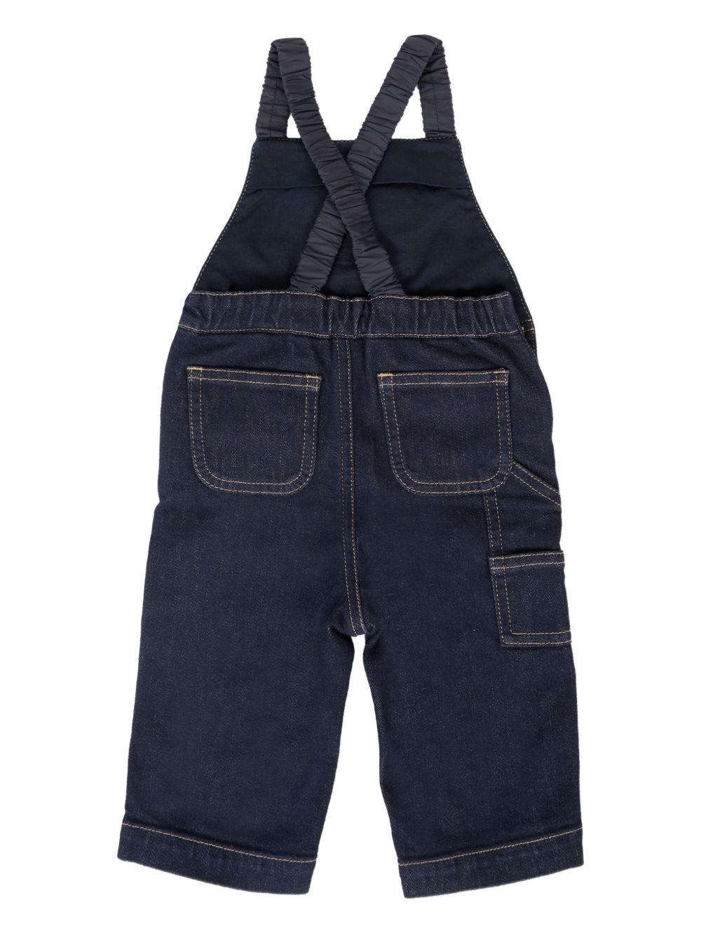 Salopette in Denim con Spalline Incrociate K29512G000045974Q 791 MONCLER KIDS 