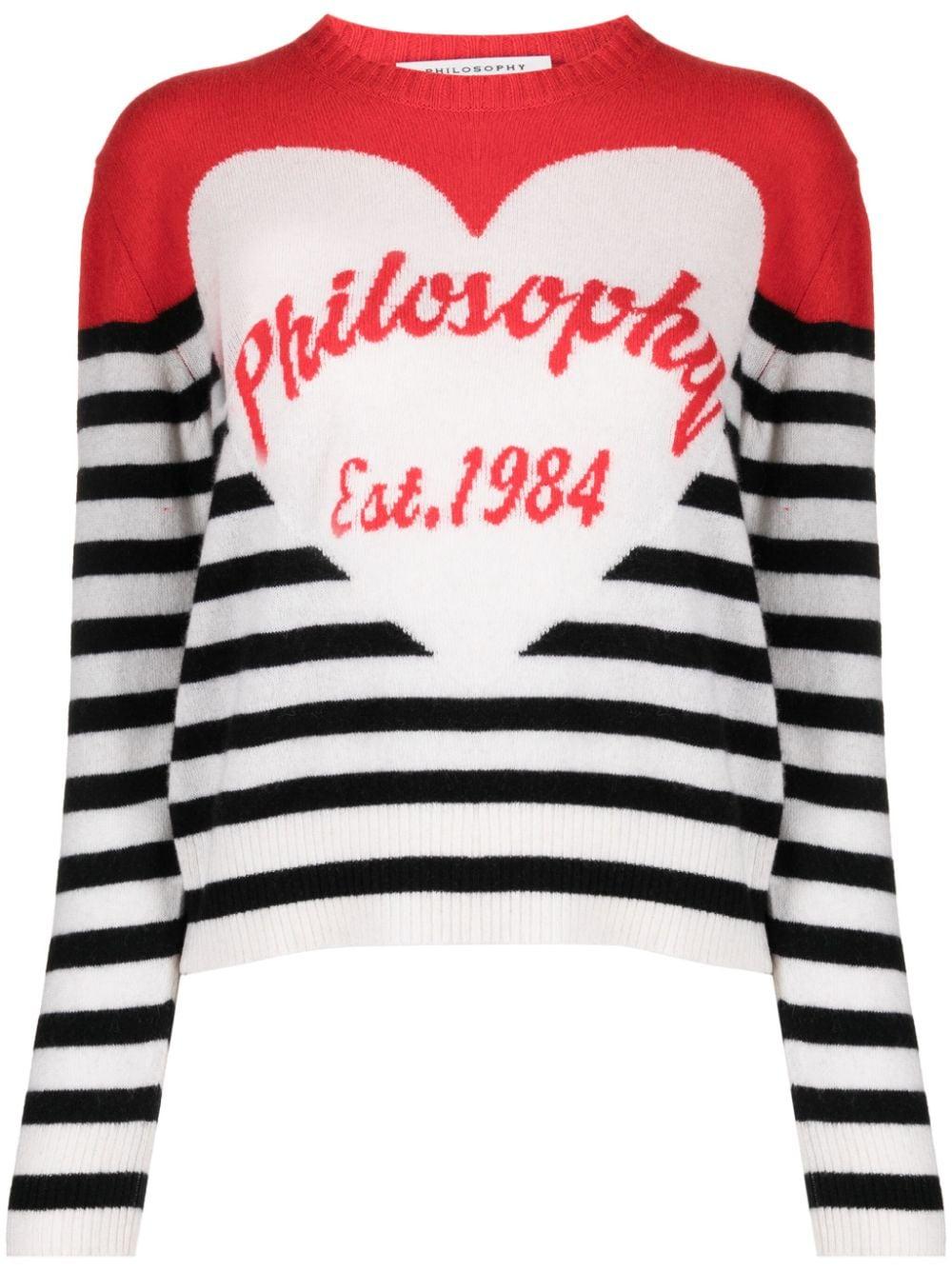 Maglione heart con righe orizzontali