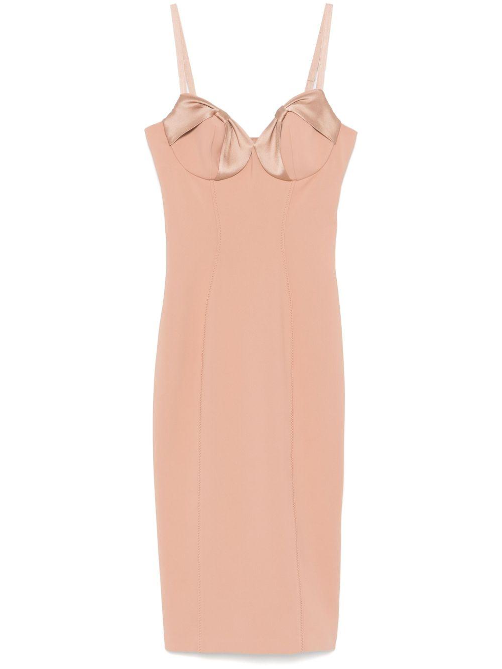 Abito in crêpe con fiocchi in raso nude AB70251E2 283 ELISABETTA FRANCHI 