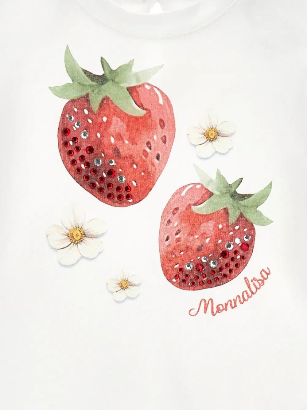 T-shirt con stampa fragole 39G6137002 0099 MONNALISA KIDS 