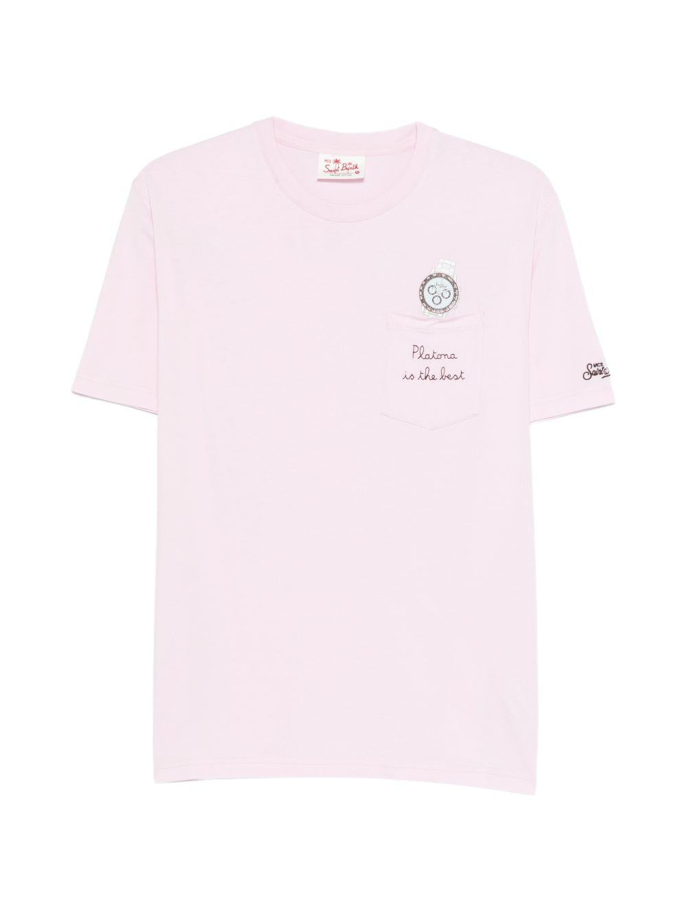 T-shirt in cotone cipria con taschino AUS0001 00382L MC2 SAINT BARTH 