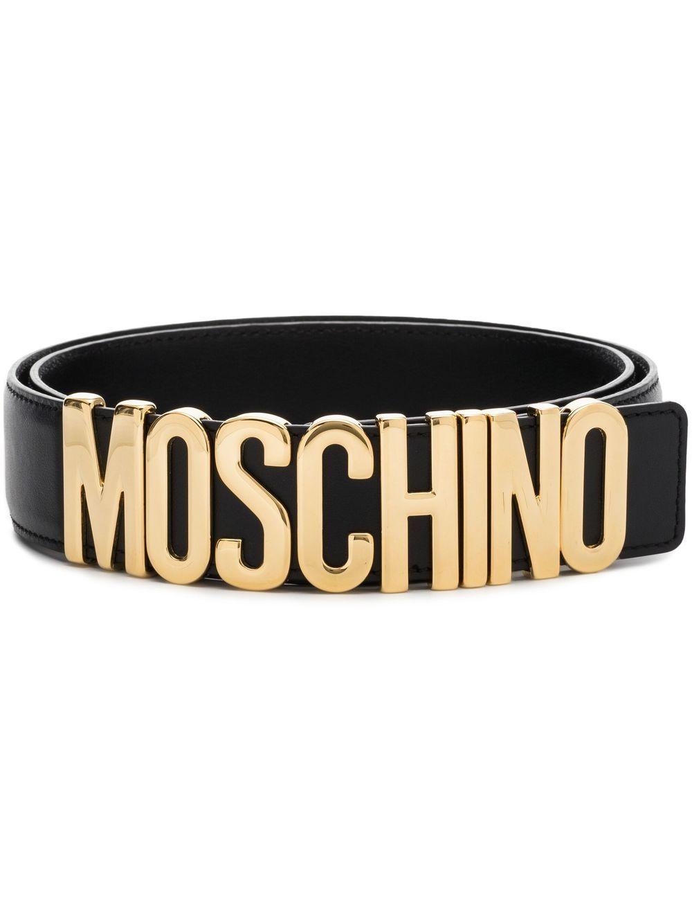 Cintura Nera in Pelle A80078001 0555 MOSCHINO 