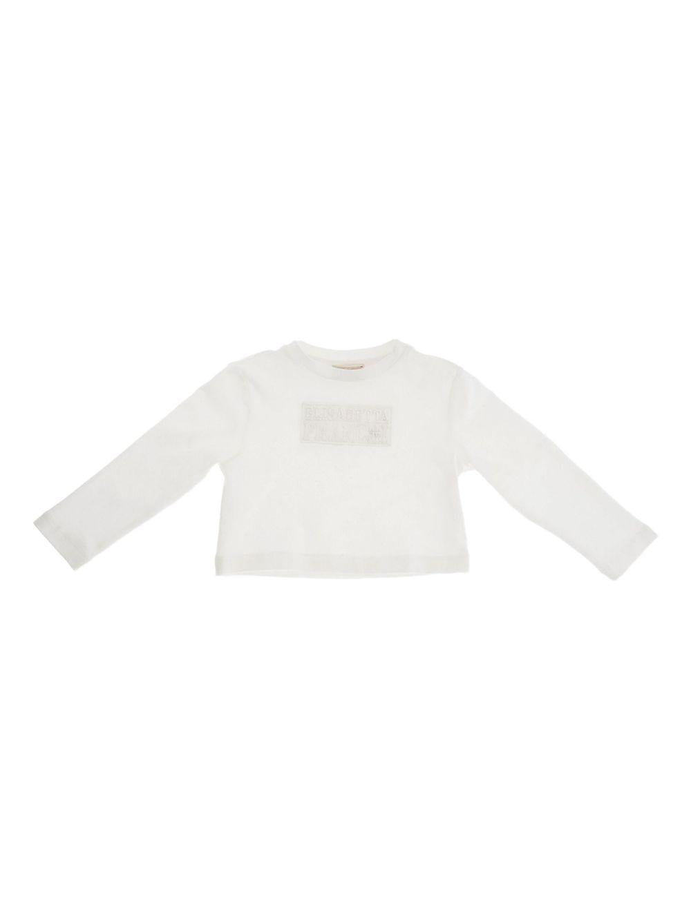 Maglia bianca logo lettering ricamato neonata EGTS0850JE006 0000 ELISABETTA FRANCHI KIDS 