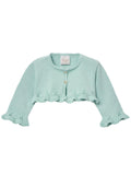 Cardigan crop verde acqua con ricami