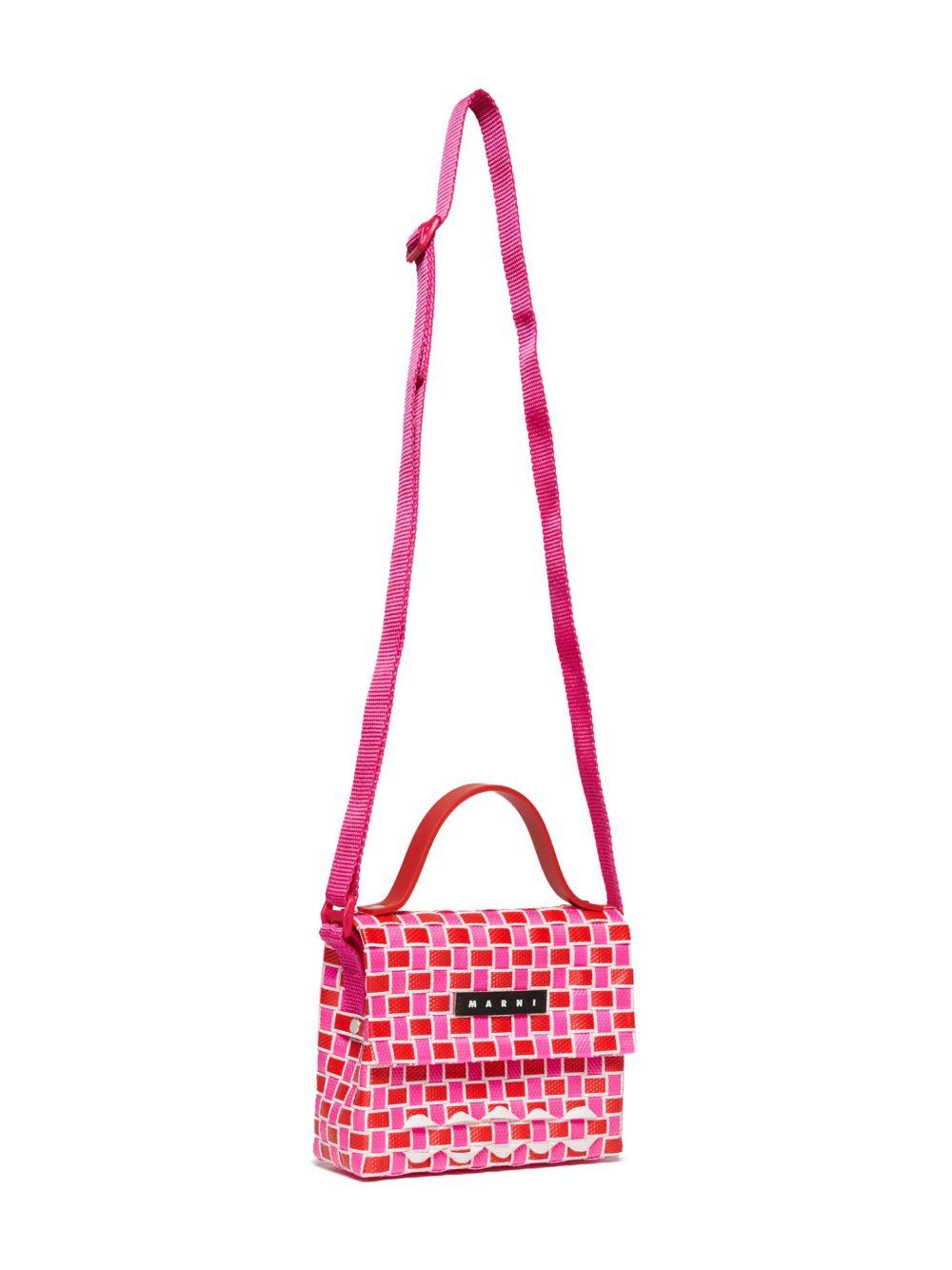 Borsa a tracolla con fantasia intrecciata rosa