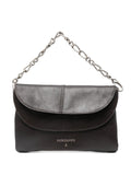 Borsa marrone con catena e zip superiore