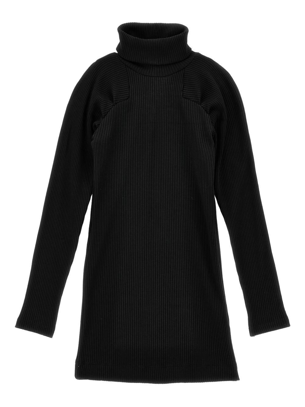 Abito Nero in Maglia a Coste con Dettaglio Cut-Out 41F9046214 0050 MONNALISA KIDS 