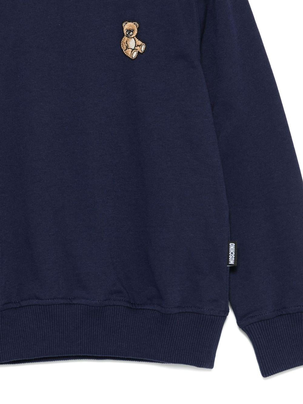 Felpa Blu Navy con Ricamo Orsetto HRF08VLCA40 40016 MOSCHINO KIDS 