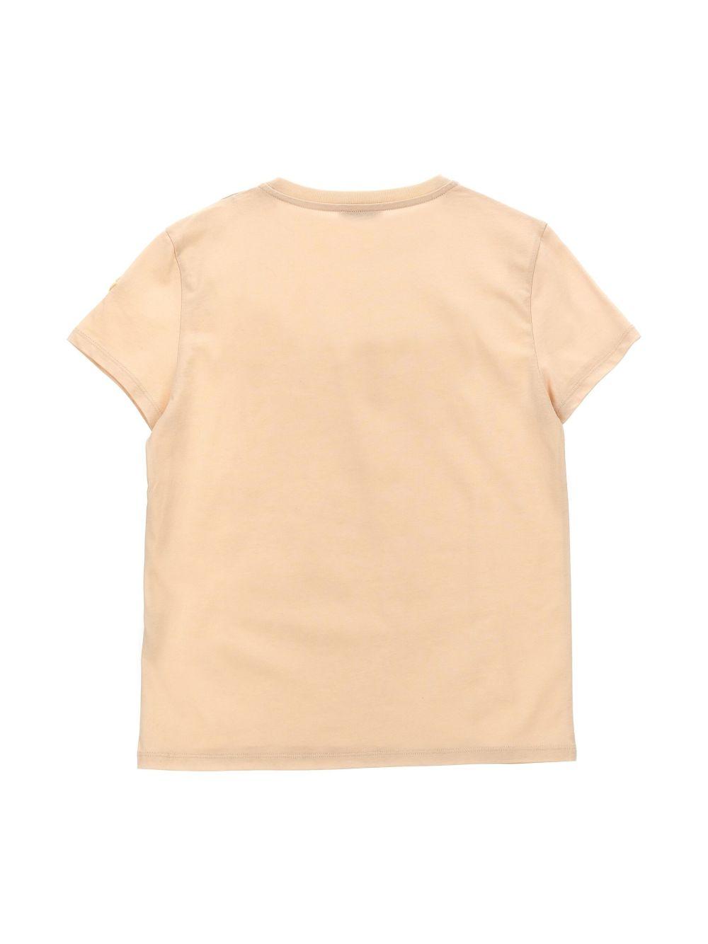 T-shirt rosa logo ricamo 9548C0001689AT9 51N MONCLER KIDS 