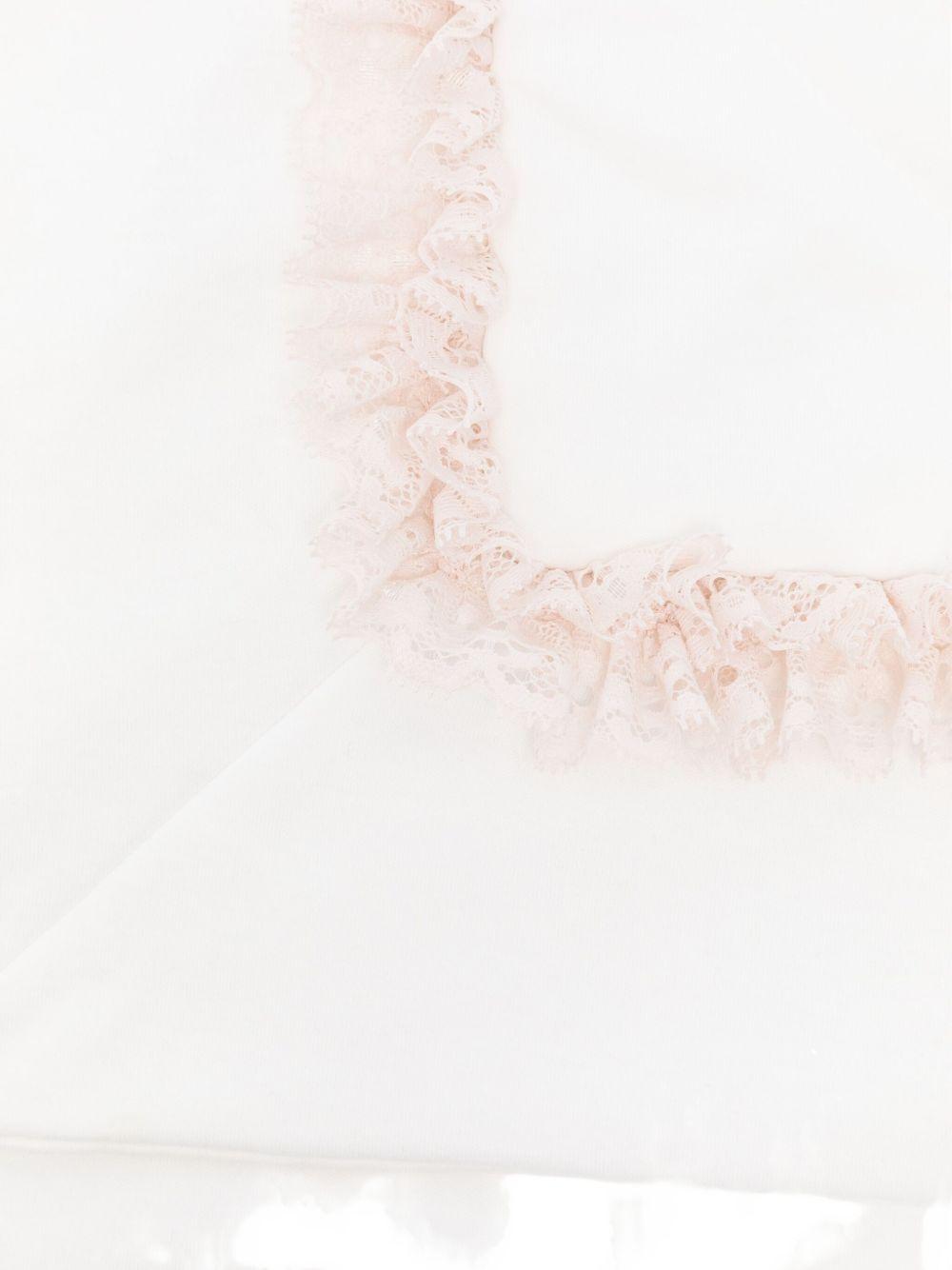 Coperta bianca in cotone biologico con bordo in pizzo 35F0076000 0143 MONNALISA KIDS 