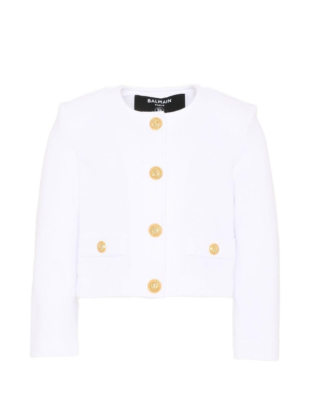 Cardigan con bottoni dorati BY2B04Z3183 100NE BALMAIN KIDS 