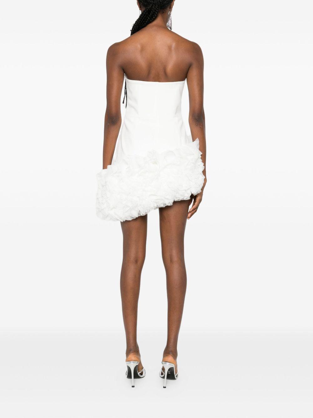 Abito Senza Spalline con Volant e Orlo Asimmetrico AT113 BIANCO ALESSANDRO LEGORA 