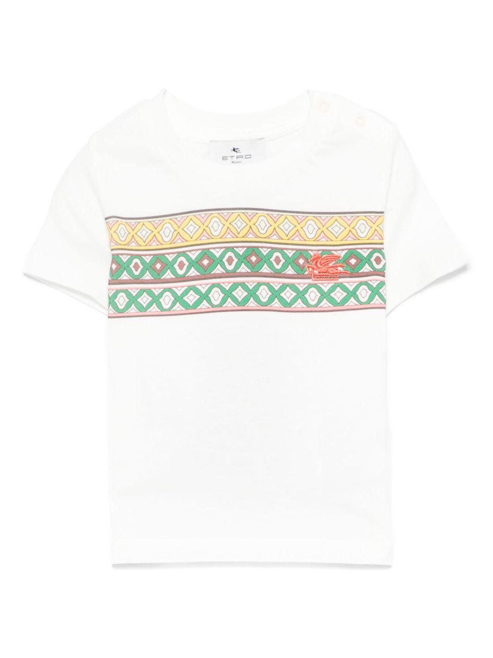T-shirt avorio con banda fantasia centrale neonato