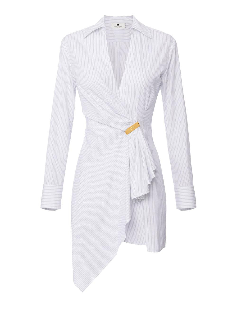 Abito bianco gessato asimmetrico AB72551E2 DL6 ELISABETTA FRANCHI 