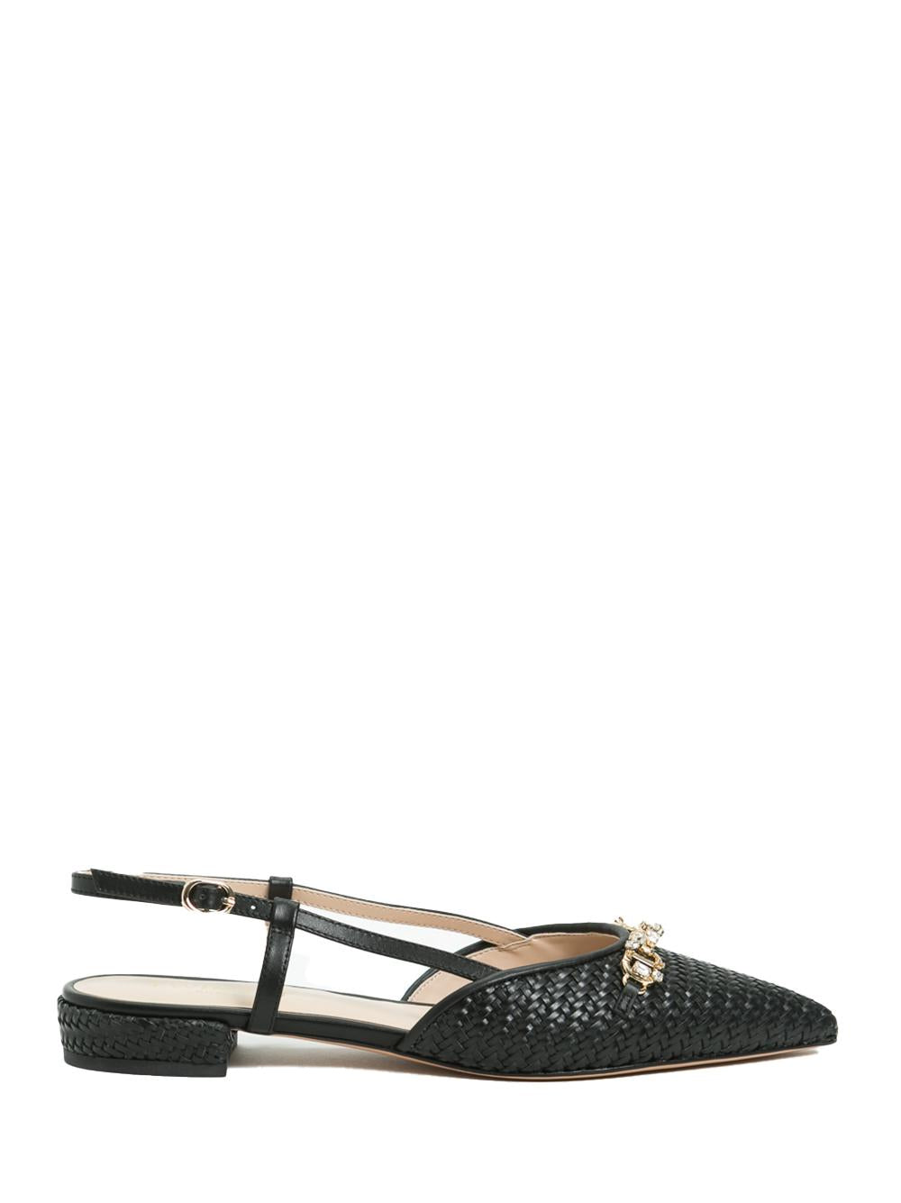 Sandalo basso in rafia nero