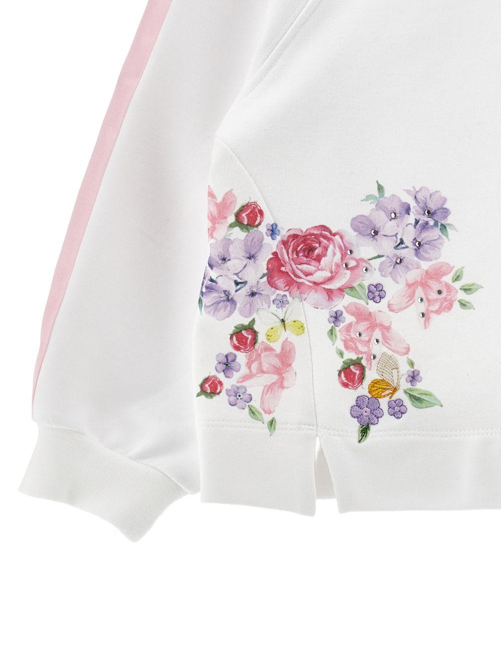 Felpa con stampe floreali e righe laterali 19G6007007 9990 MONNALISA KIDS 
