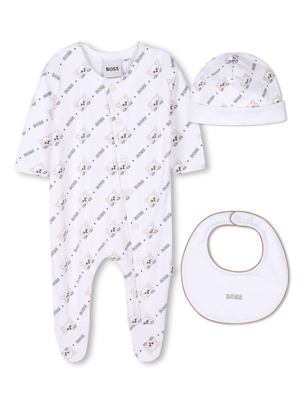 Set bianco con fantasia neonato (3pz)
