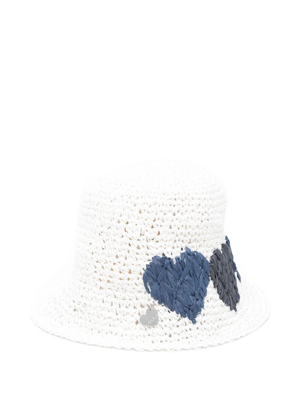 Cappello paglia a cuori
