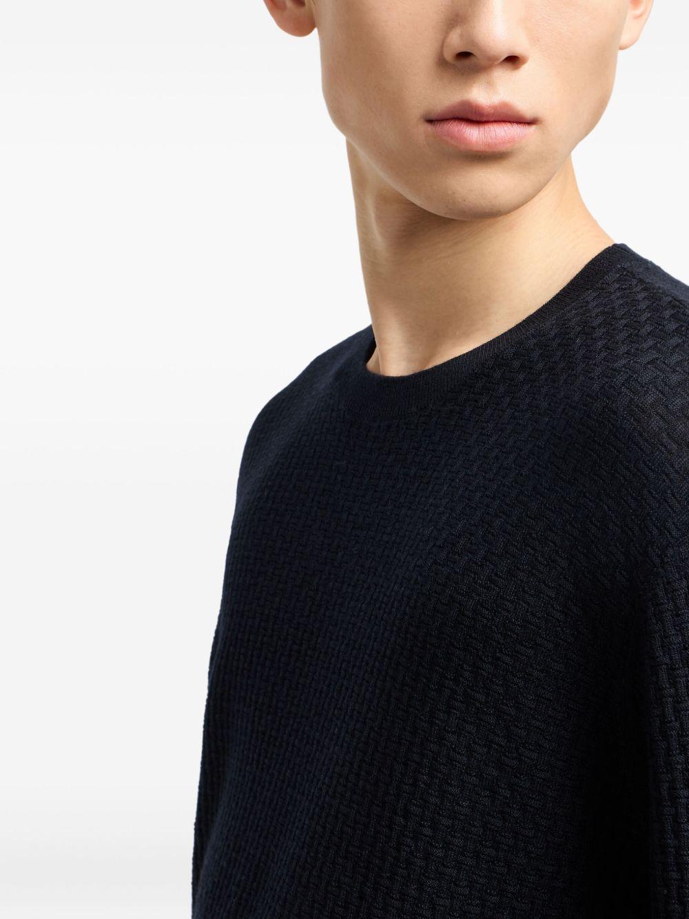 Maglione blu in maglia waffle EM002196AF13851 FB057 EMPORIO ARMANI 