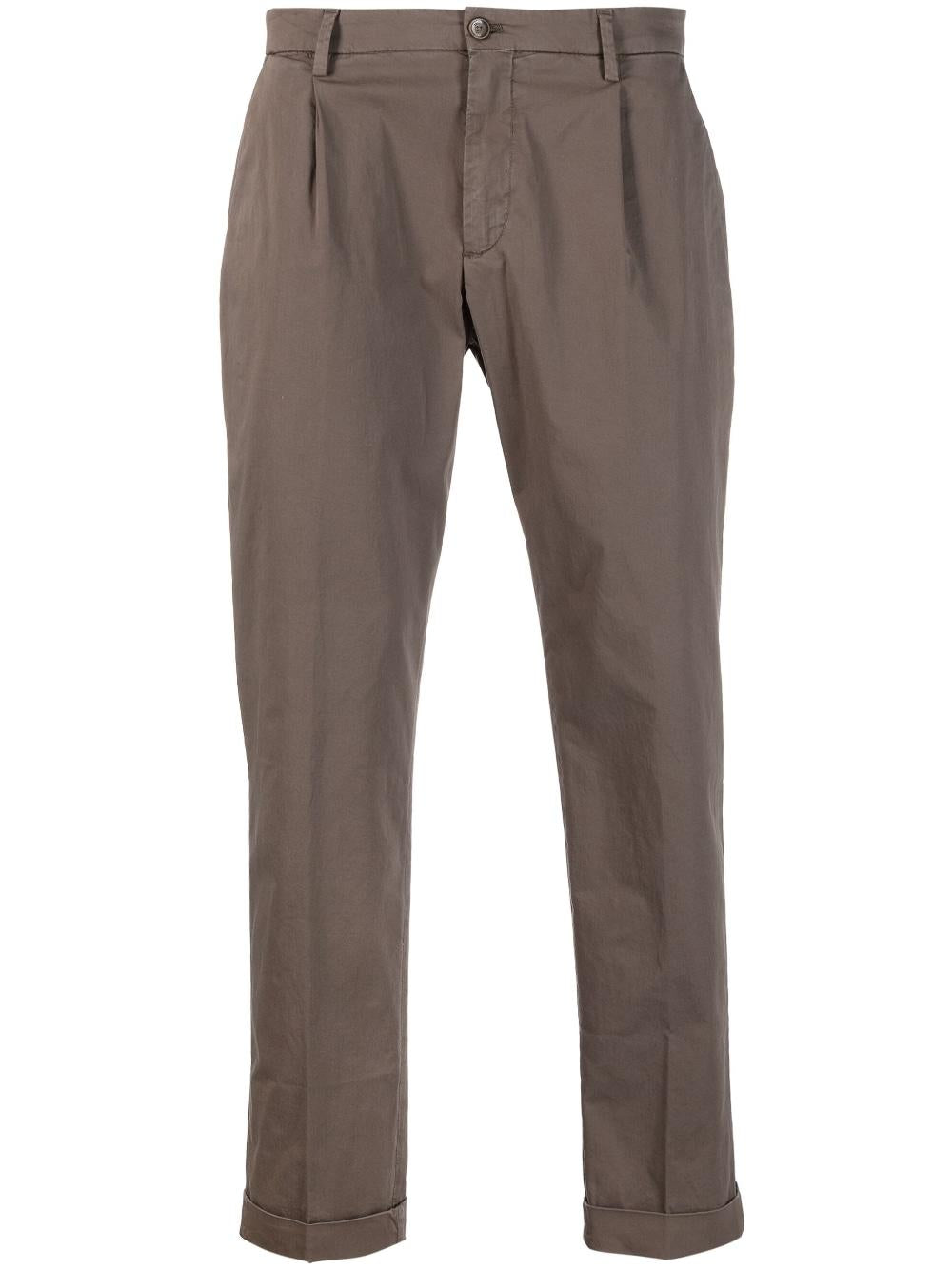 Pantalone Tiberio marrone piega stirata<BR/> TIBERIO323127 MARRONE BRIGLIA 