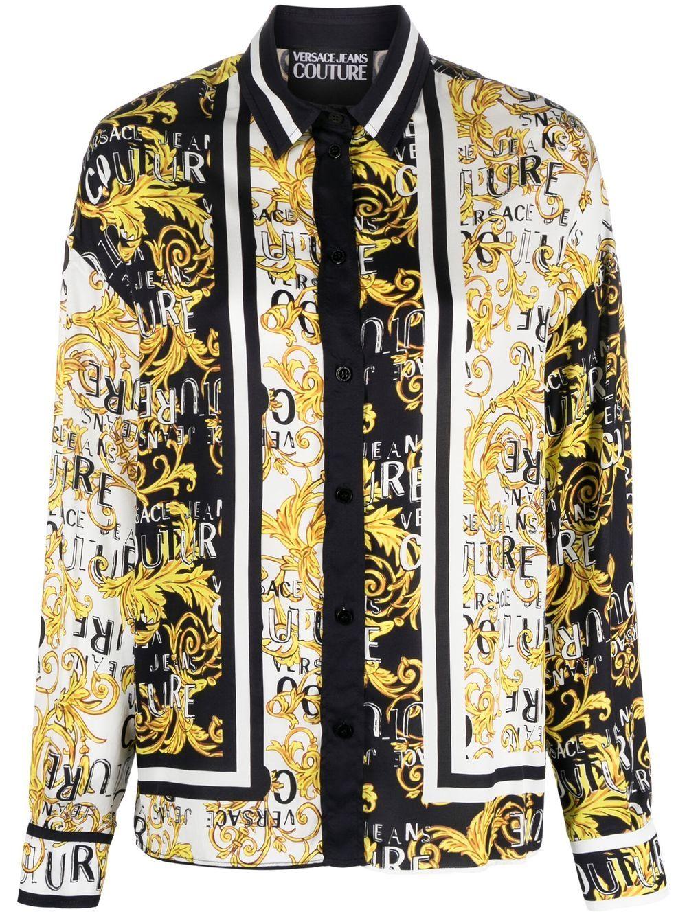 Camicia fantasia barocca 74HAL2C1 NS237 NERO VERSACE JEANS 