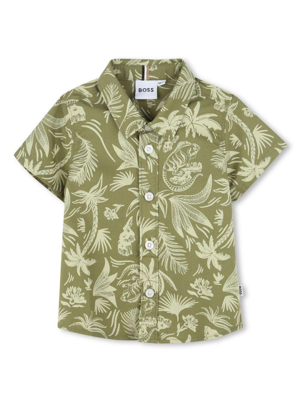 Camicia verde con fantasia all-over