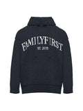 Blue knitted sweatshirt with embroidery logo