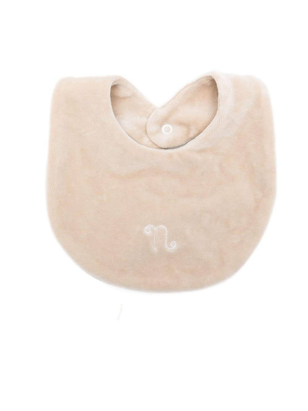 Bavaglino con logo ricamato CON053 BEIGE NANAN KIDS 