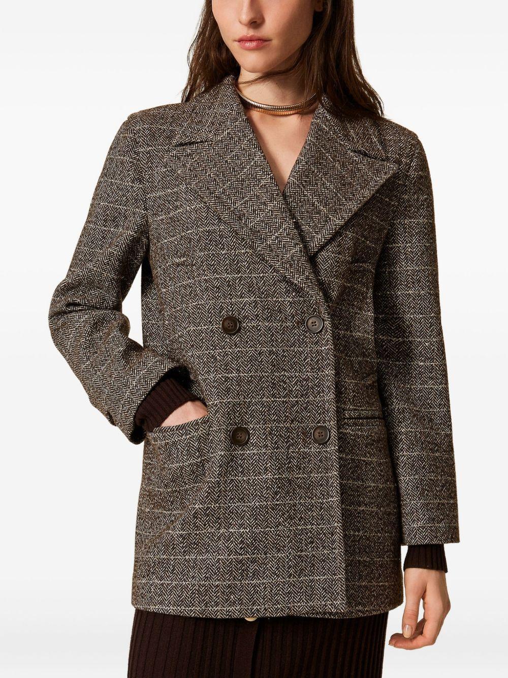 Cappotto in Lana con Motivo a Spina di Pesce 252TT2031 12893 TWINSET 